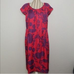 Boden pink and purple floral silk dress US 12/UK16